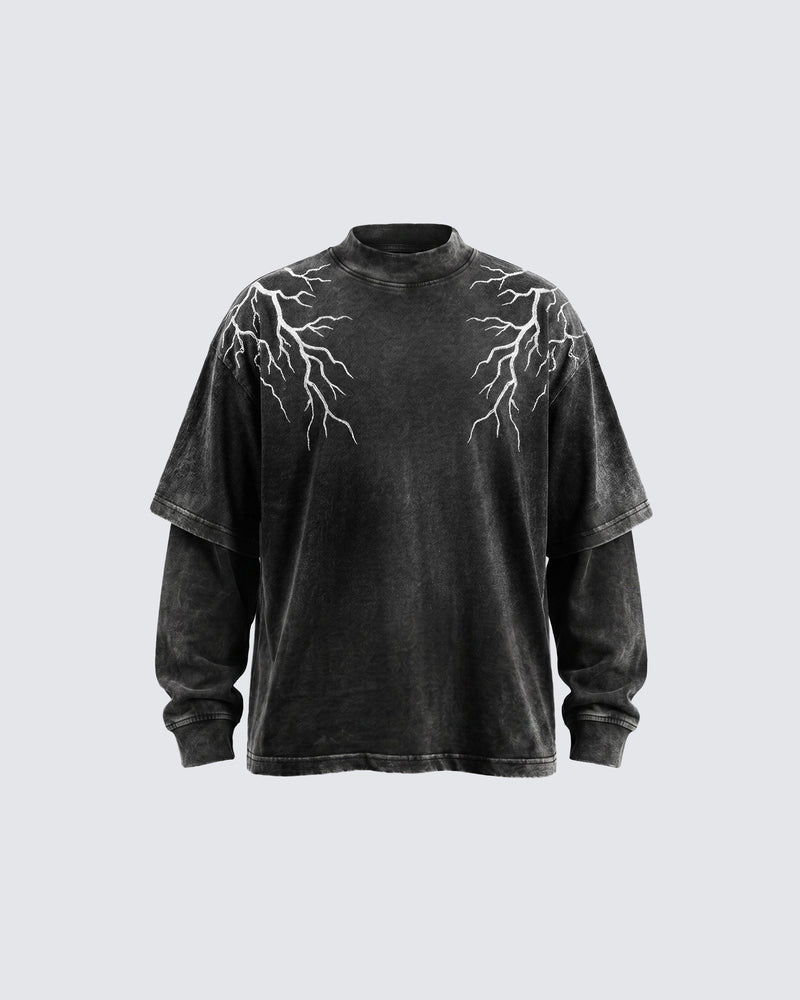 LIGHTNING Series | Washed Layered Long Sleeve T-Shirt