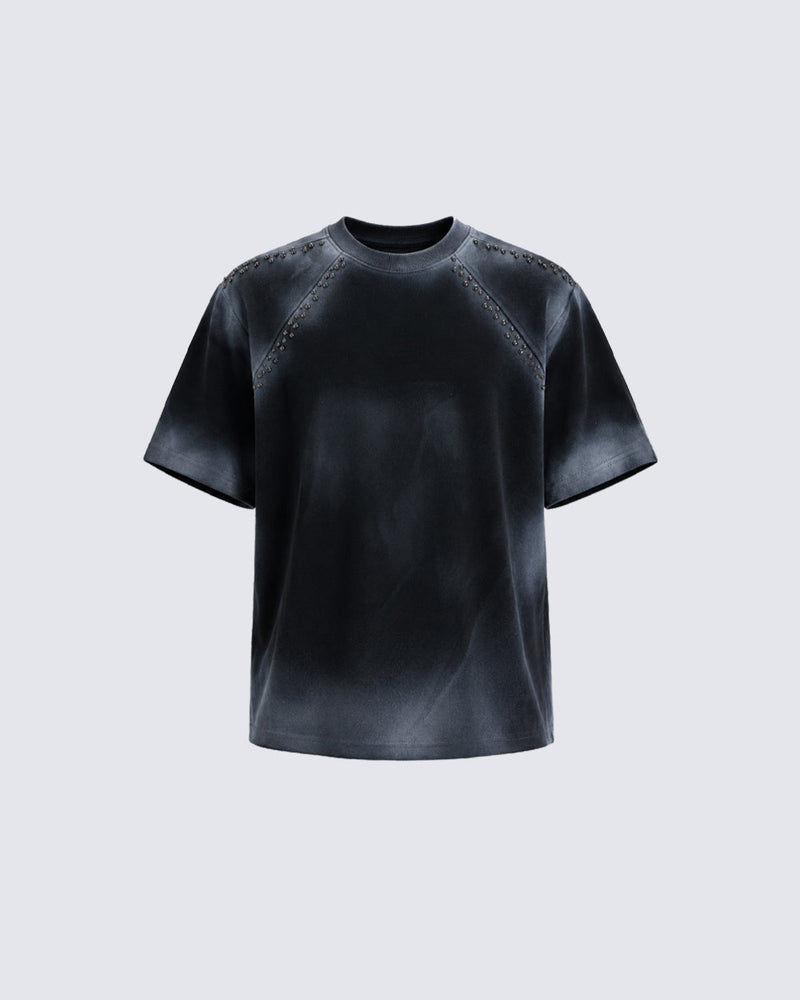Washed Studded Short Sleeve T-Shirt