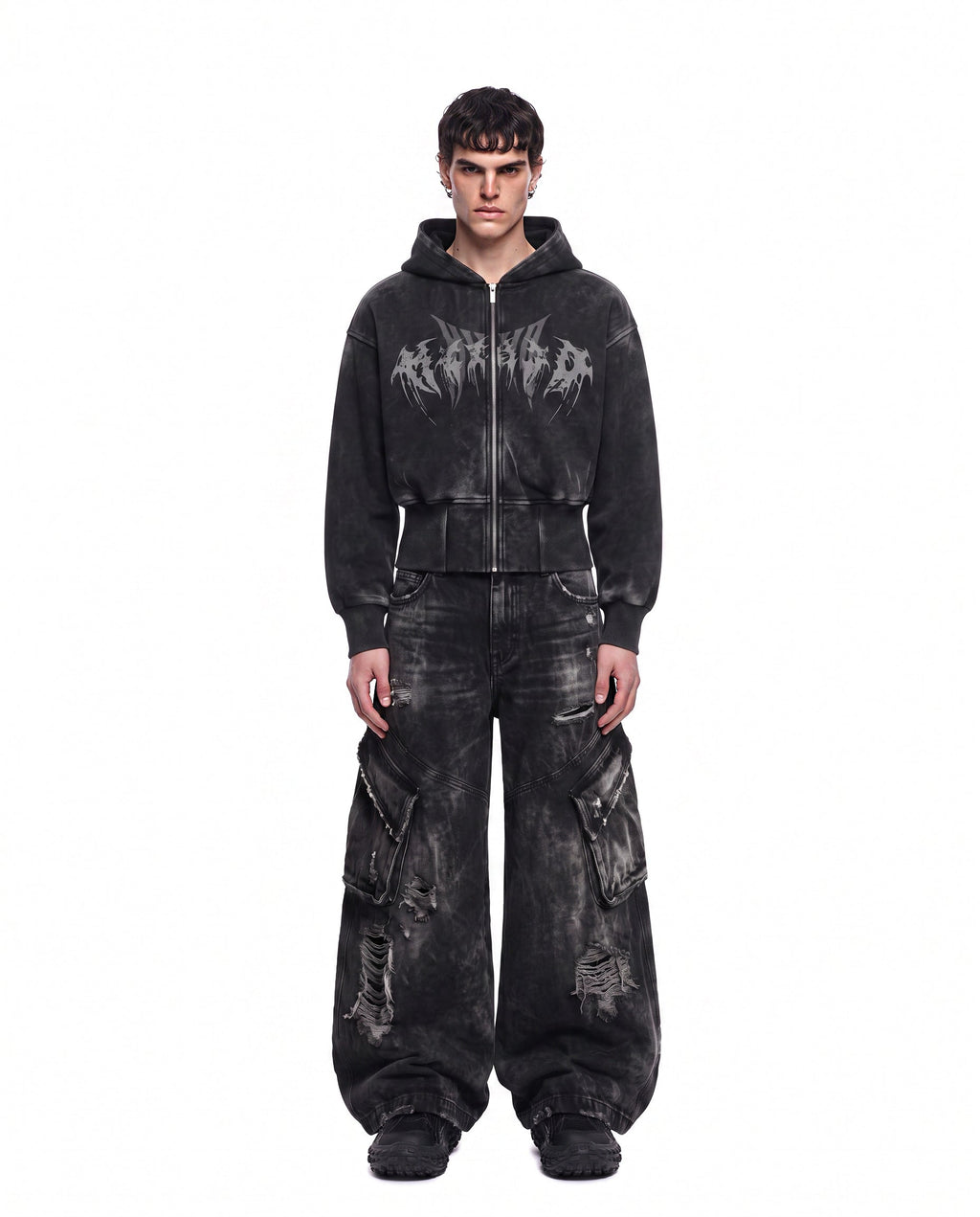 GRYFT Vintage Streetwear Distressed Cargo Jeans