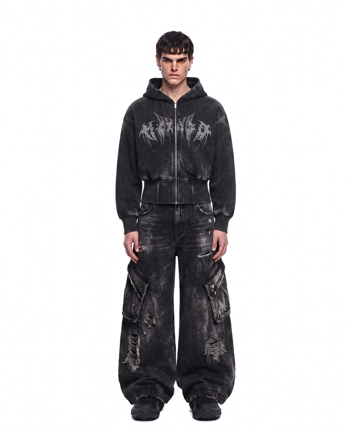 GRYFT Vintage Streetwear Distressed Cargo Jeans
