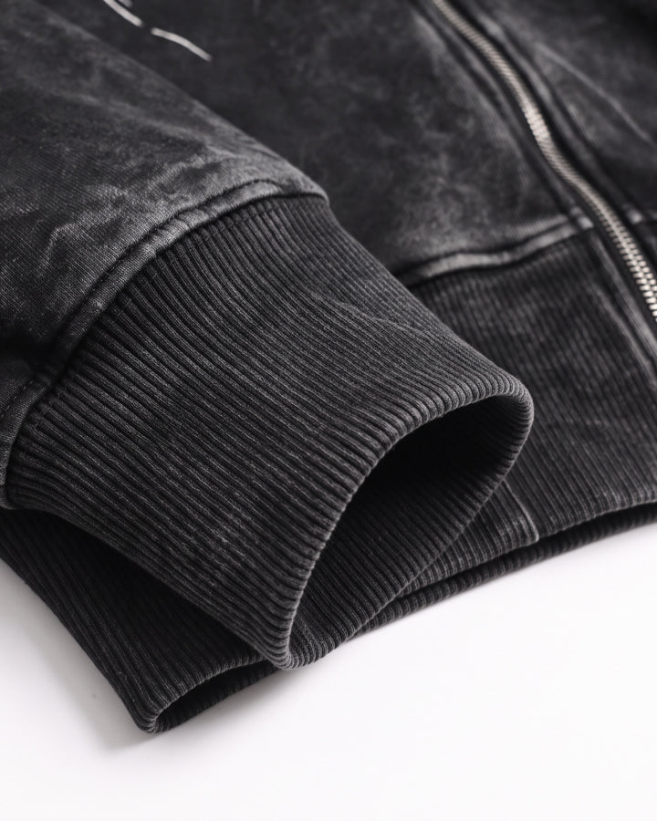 GRYFT Vintage Washed Graphic Zip-Up Hoodie