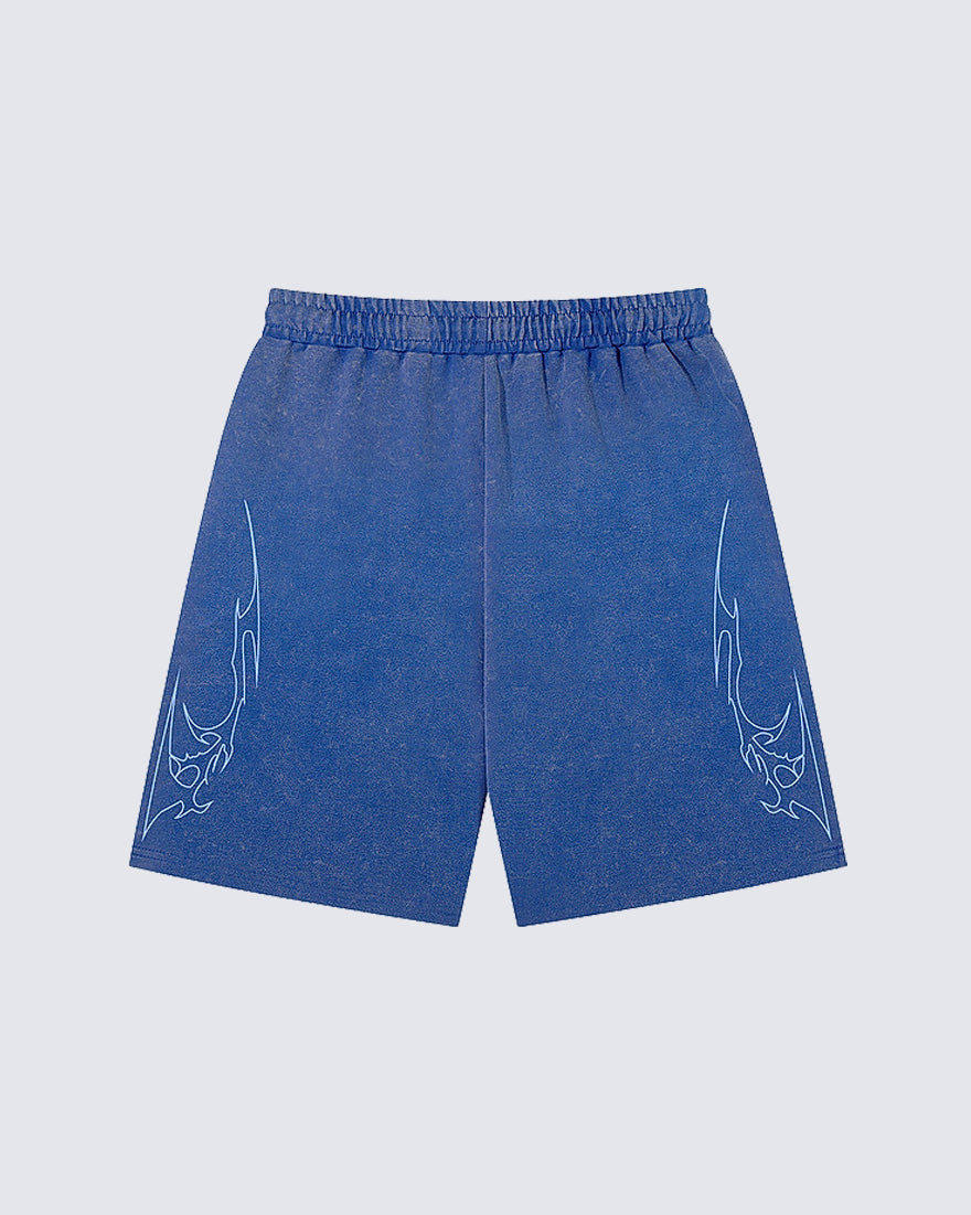 Vintage Distressed Graphic Print Shorts