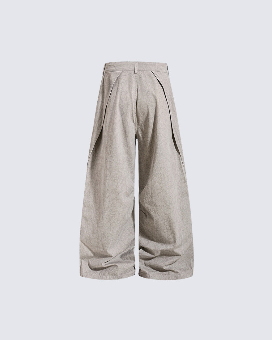 GRYFT Retro Washed Curved Panel Wide-Leg Jeans