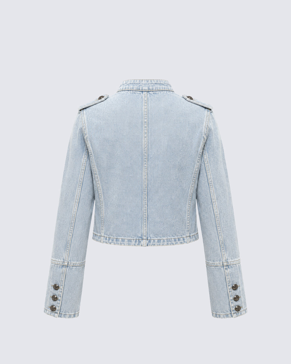 American-Style Metal Ribbed Button Retro Washed Jacket