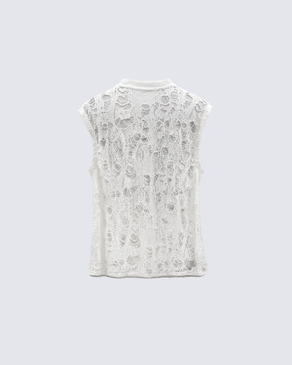 Gothic Distressed Mesh Sleeveless Top