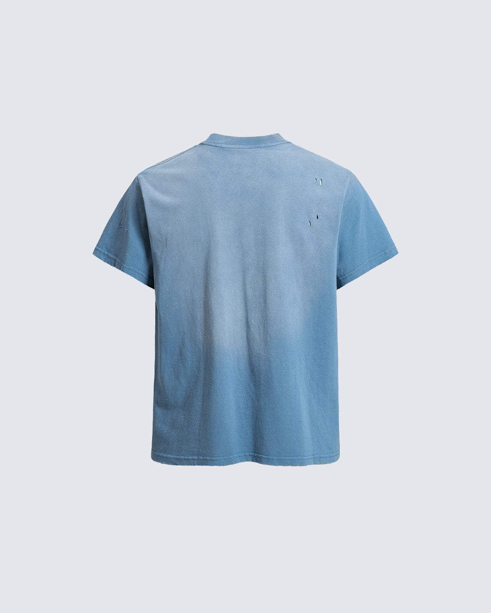 American-Style Distressed Short-Sleeved T-Shirt With Cross Design