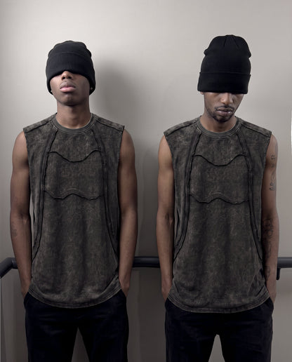GRYFT Retro Frayed Sleeveless Vest