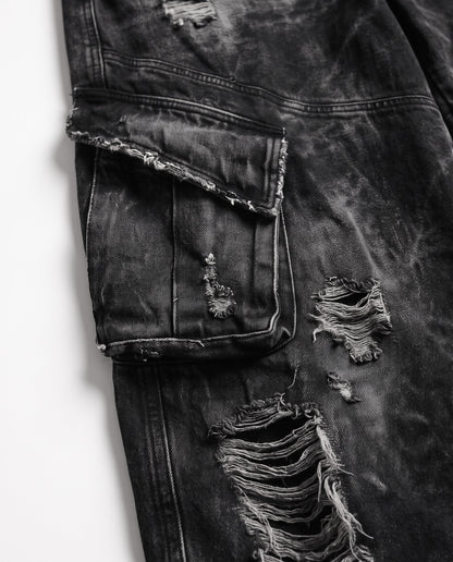 GRYFT Vintage Streetwear Distressed Cargo Jeans