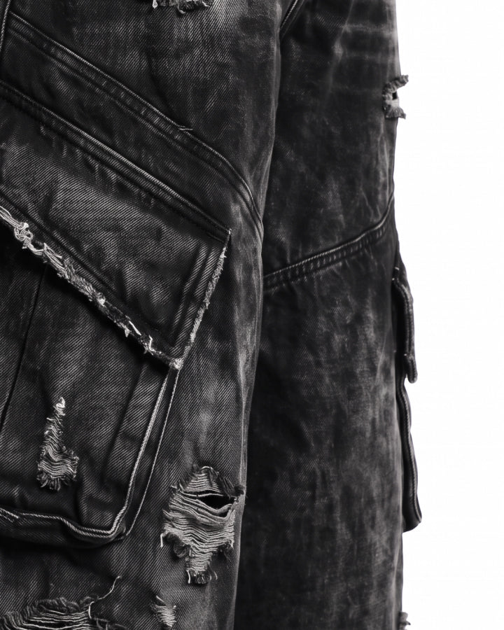 GRYFT Vintage Streetwear Distressed Cargo Jeans