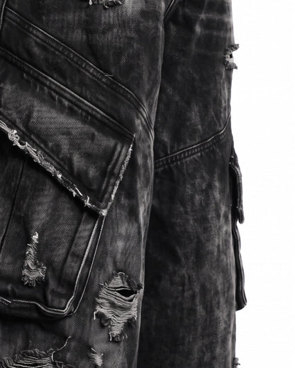GRYFT Vintage Streetwear Distressed Cargo Jeans