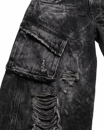 GRYFT Vintage Streetwear Distressed Cargo Jeans
