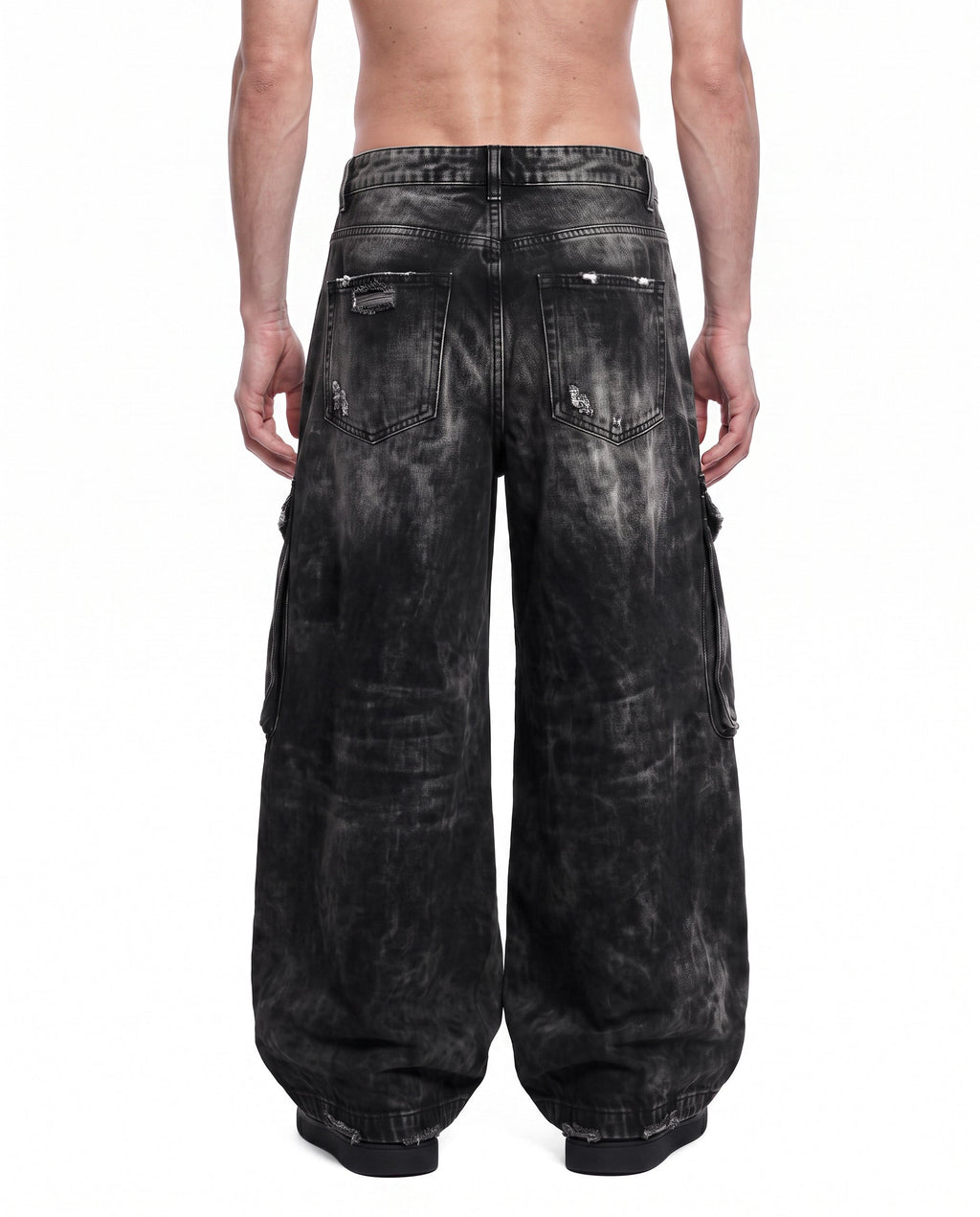GRYFT Vintage Streetwear Distressed Cargo Jeans