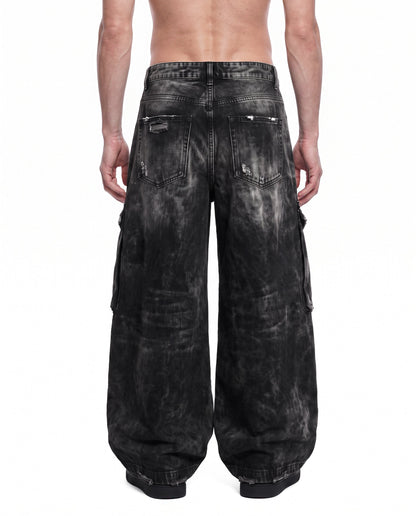 GRYFT Vintage Streetwear Distressed Cargo Jeans