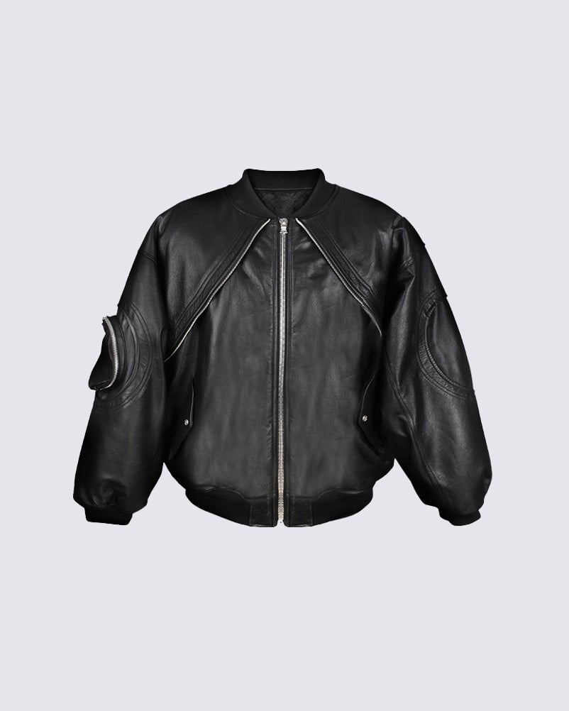 GRYFT Sleek Leather Flight Cotton Jacket