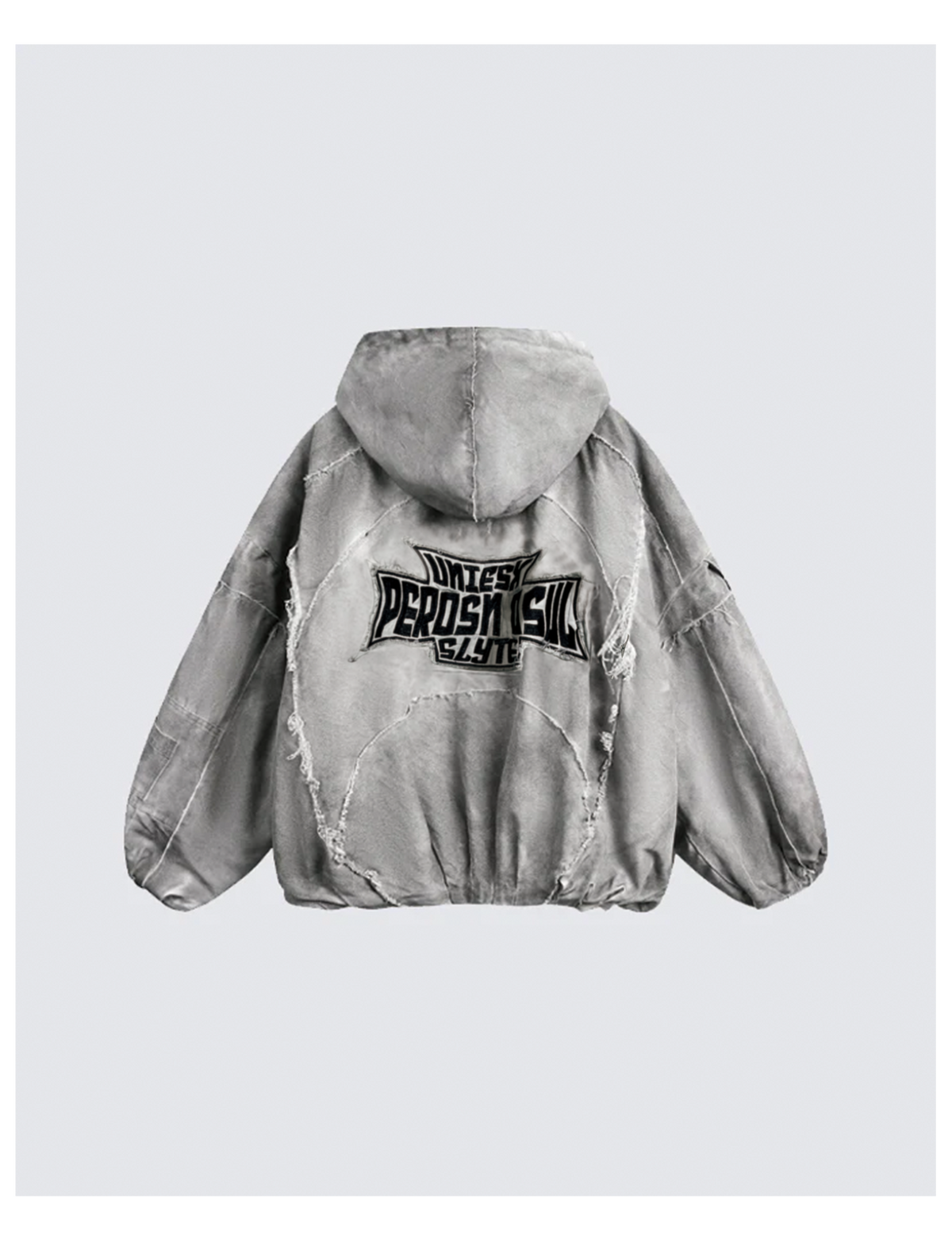 Distressed Embroidered Padded Hooded Jacket
