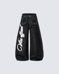 GRYFT American-Style Angel Graphic Wide-Leg Jeans