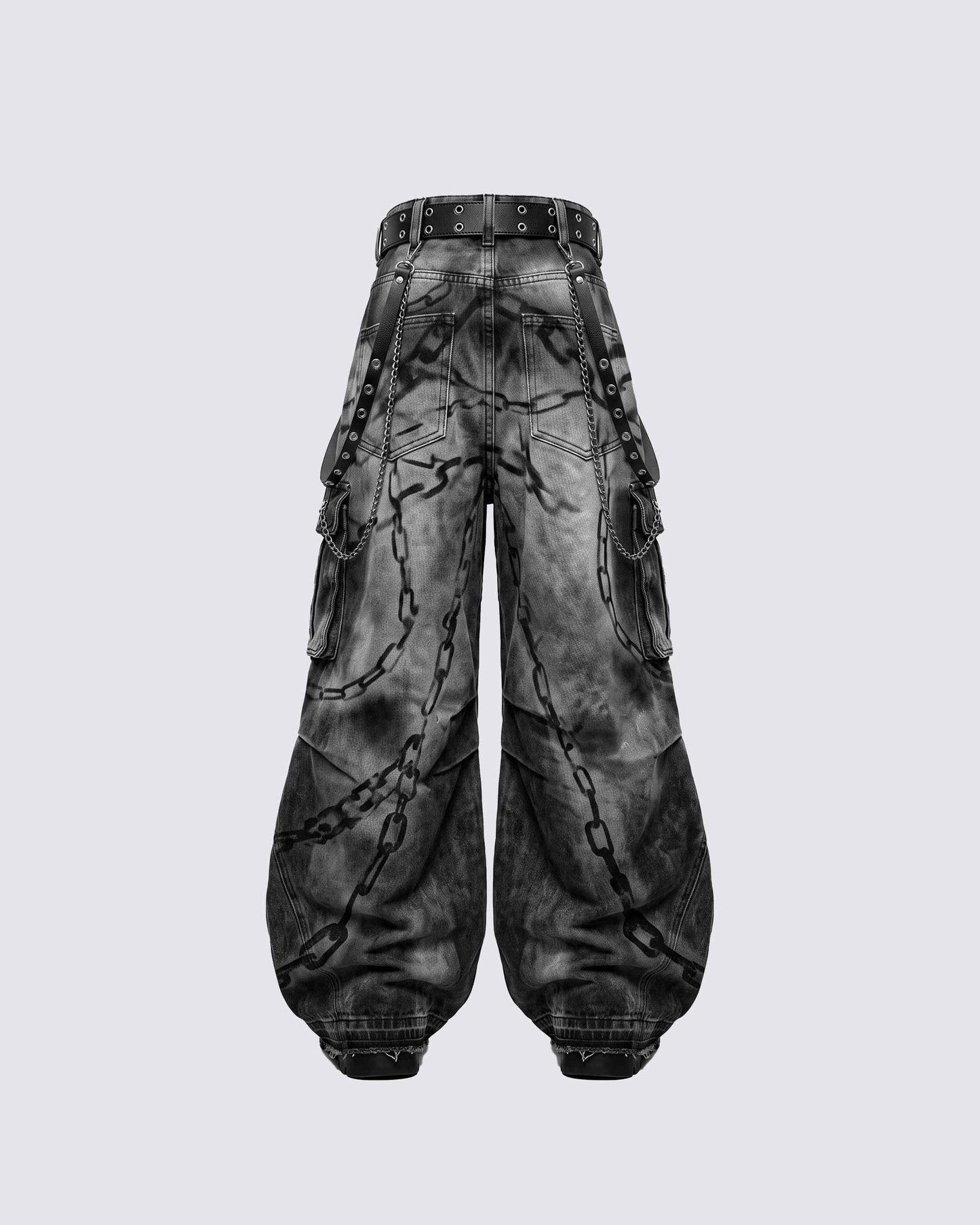 GRYFT SYMBIOTE Chain-Graphic Distressed Cargo Pants