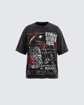 Vintage Washed Flame Graphic Street T-Shirt