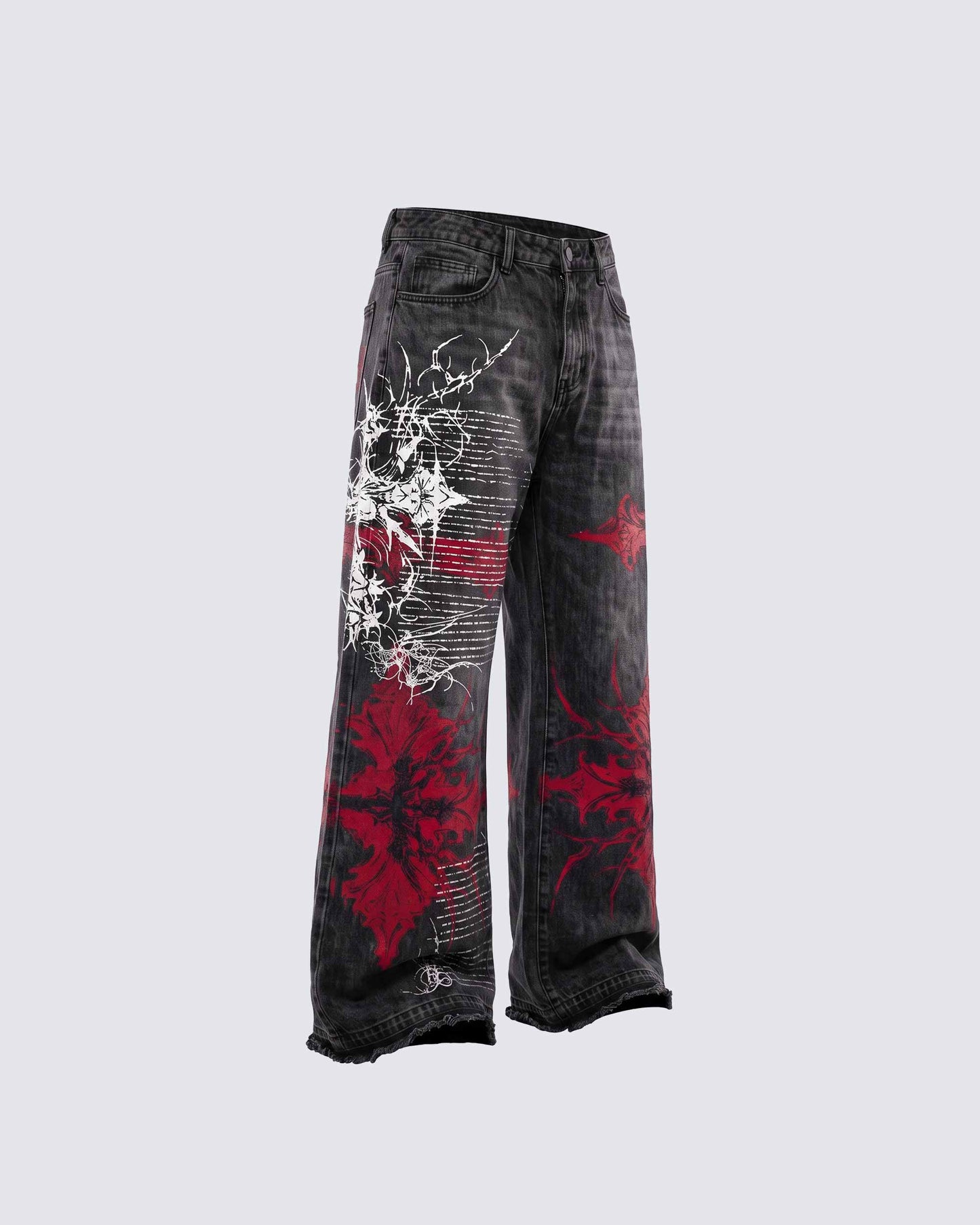 GRYFT SYMBIOTE Gothic Graphic Washed Wide-Leg Jeans