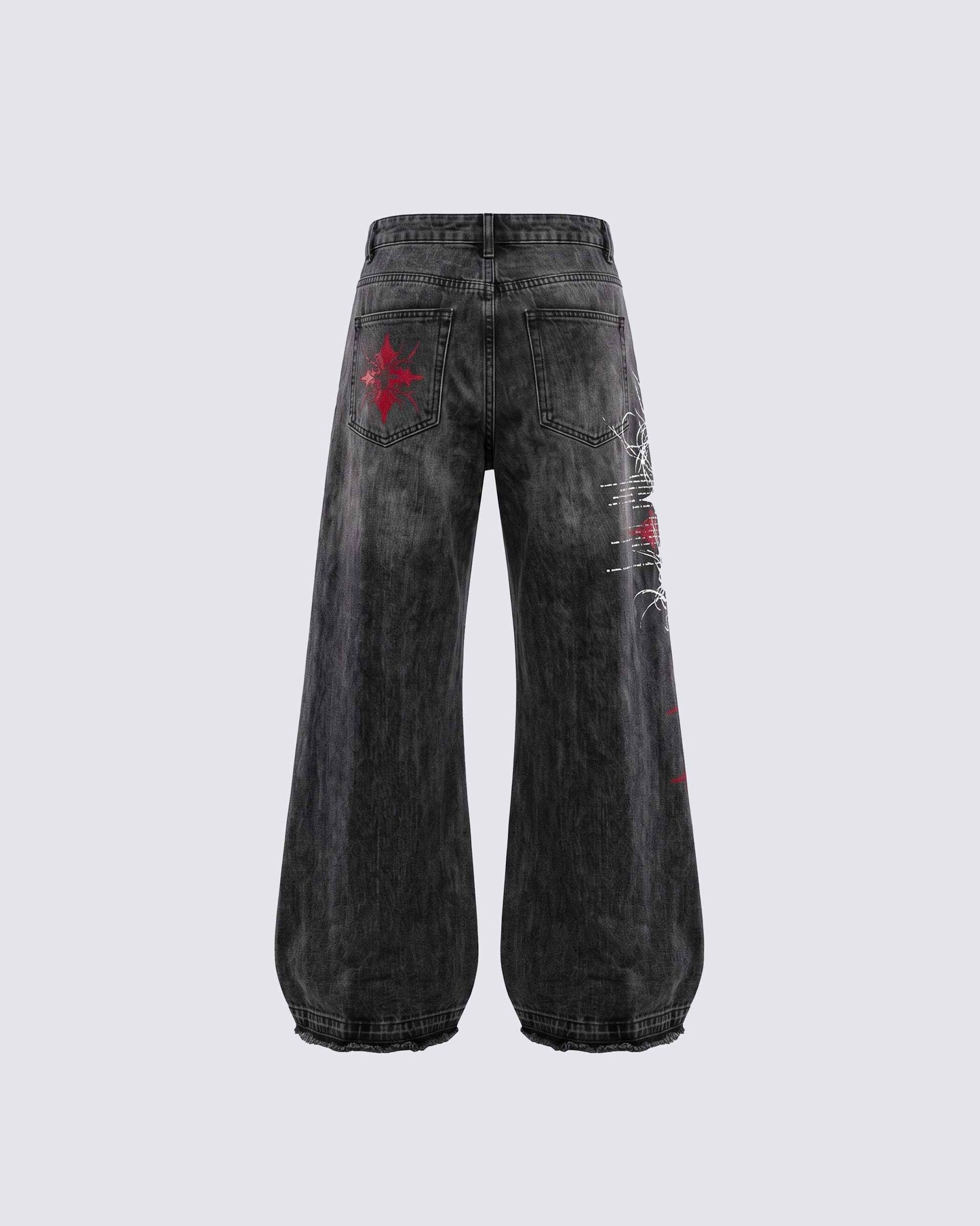 GRYFT SYMBIOTE Gothic Graphic Washed Wide-Leg Jeans