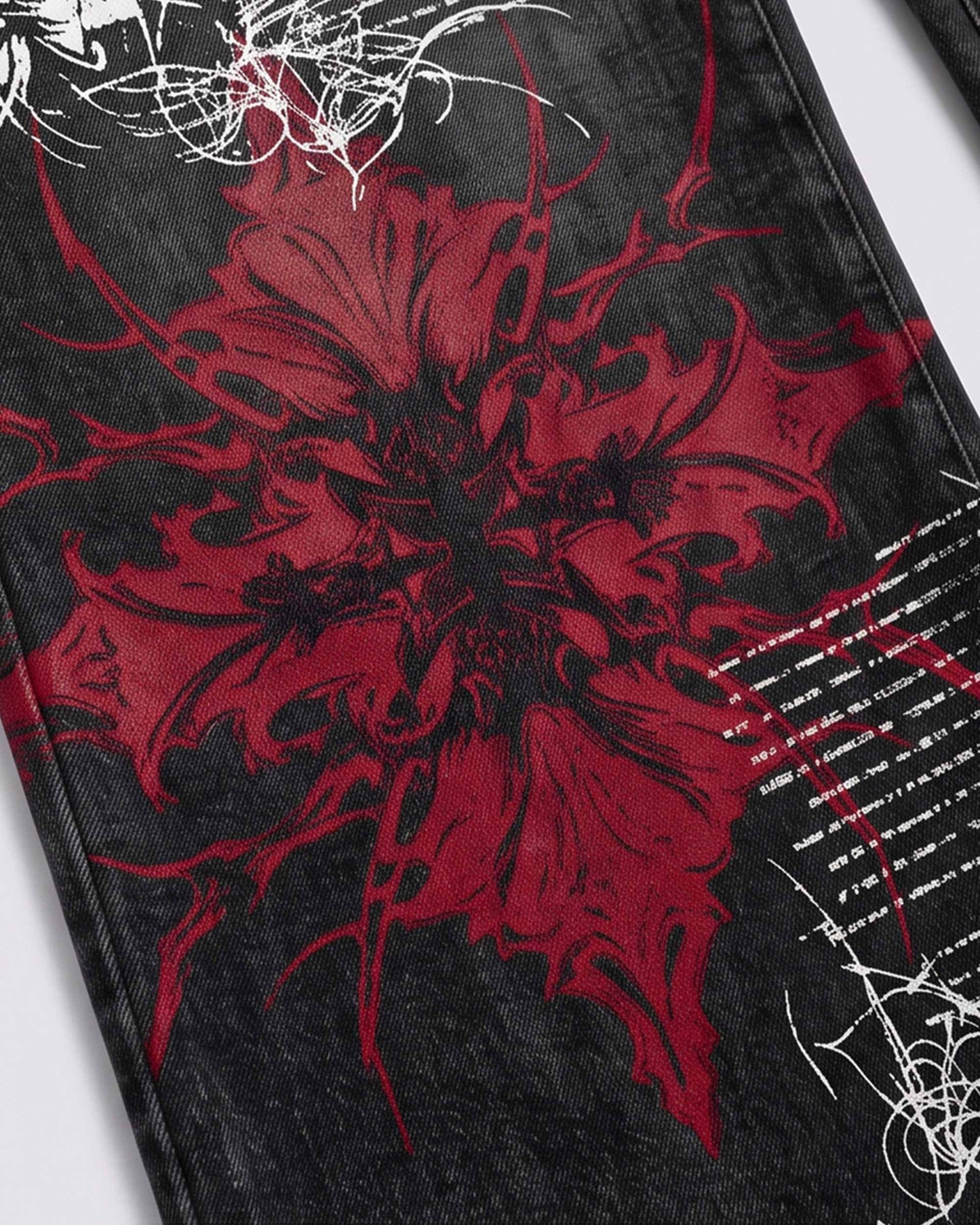 GRYFT SYMBIOTE Gothic Graphic Washed Wide-Leg Jeans