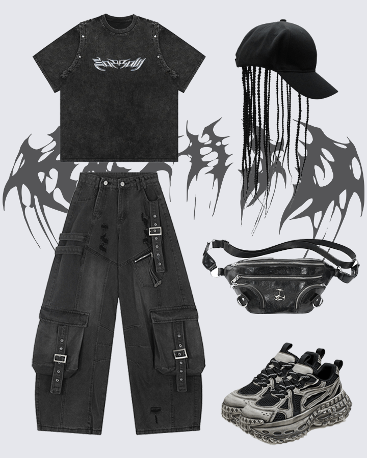 Ripped Denim Cargo Pants – Street Style
