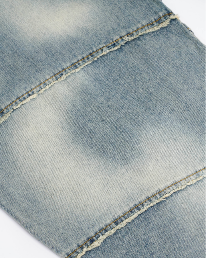 Distressed Wide-Leg Patchwork Jeans