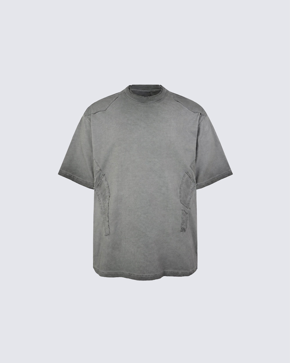 Grunge Washed Raw Edge Patchwork Boxy Tee New