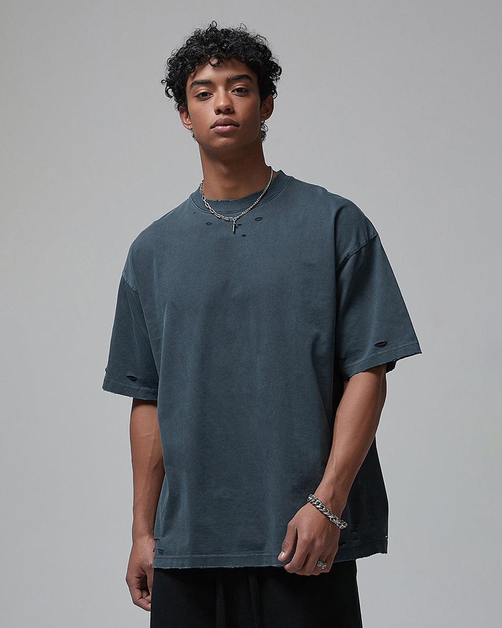 Street Fashion Distressed Short Boxy Tee