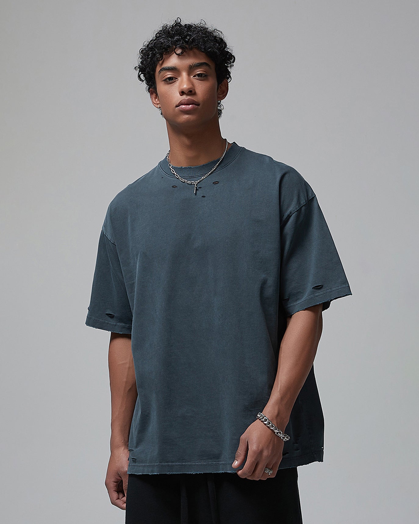 Street Fashion Distressed Short Boxy Tee