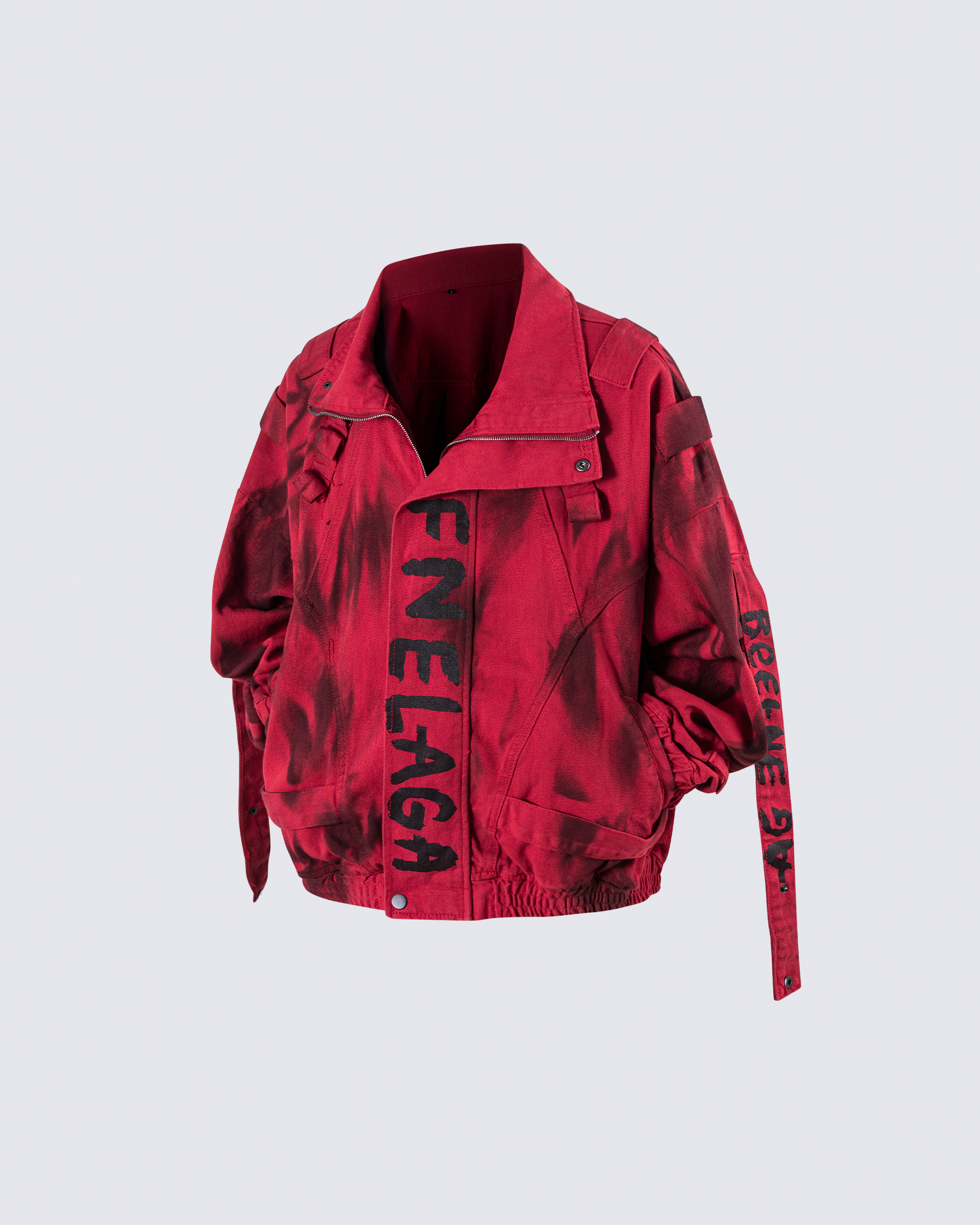 Graffiti Print Oversized Red Jacket
