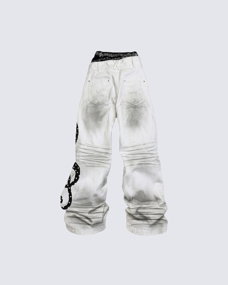 Subculture Inspired Distressed Flared Denim Jeans