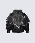 Deconstructed Layered Distressed Leather Jacket