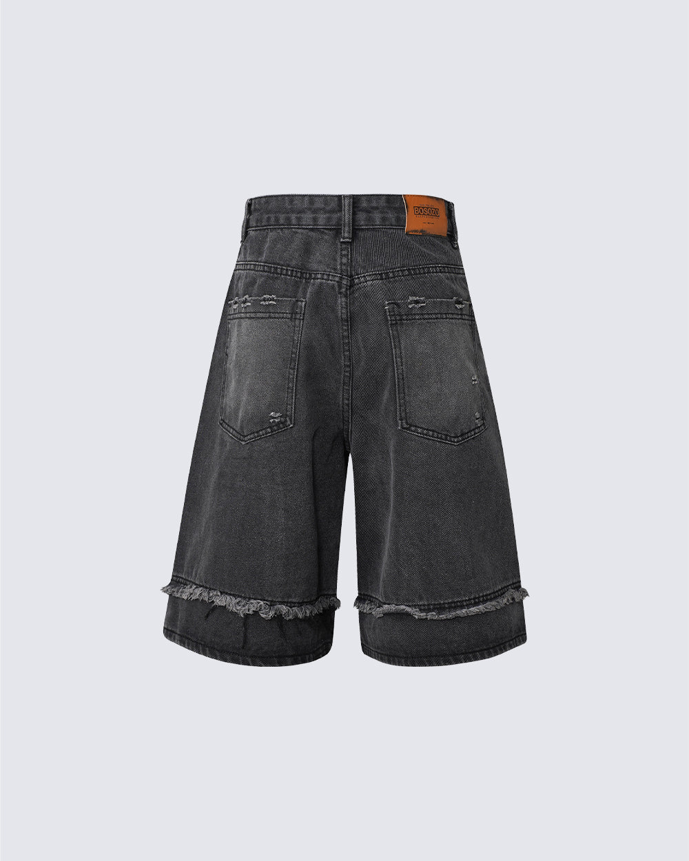 GRYFT Vintage Raw-Edge Straight Denim Shorts