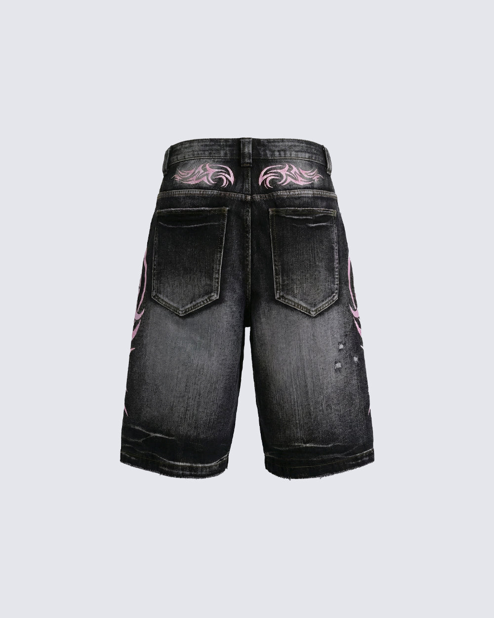 Distressed New Tribal Print Denim Shorts