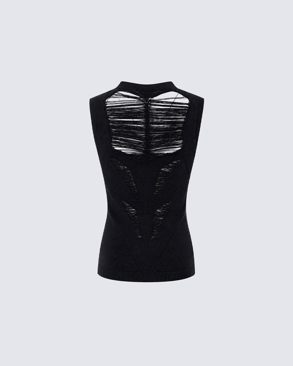 New Dark Distressed Cutout Sleeveless Knit Top