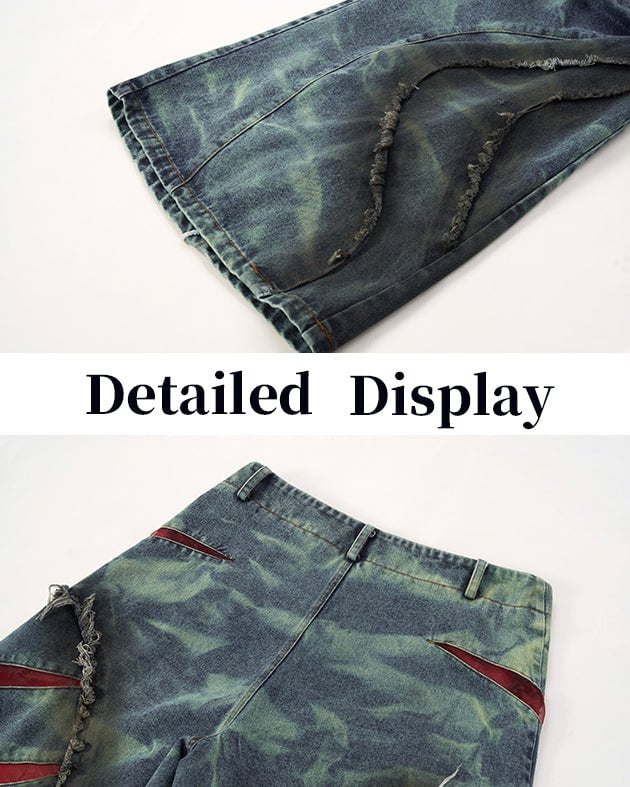 GRYFT Distressed Ripped Denim Pants – Streetwear with Unique Torn Details