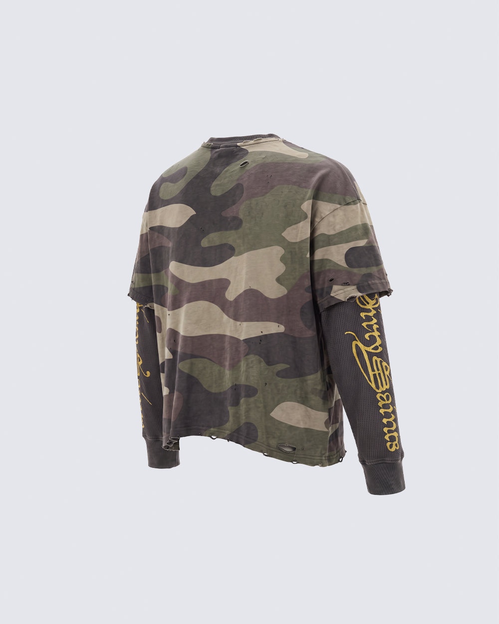 GRYFT Grunge Camo Layered Graphic Long-Sleeve T-Shirt