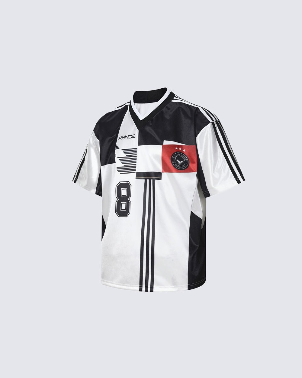 Black White Varsity Number Soccer Jersey Tee
