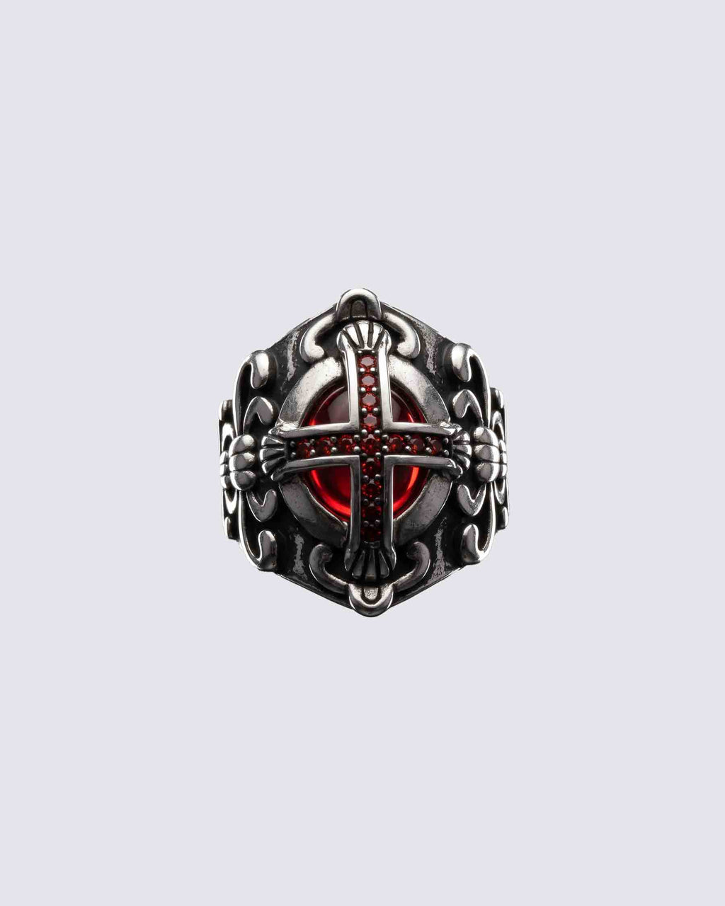 GRYFT RED RUST Series | Gothic Cross Gem Ring