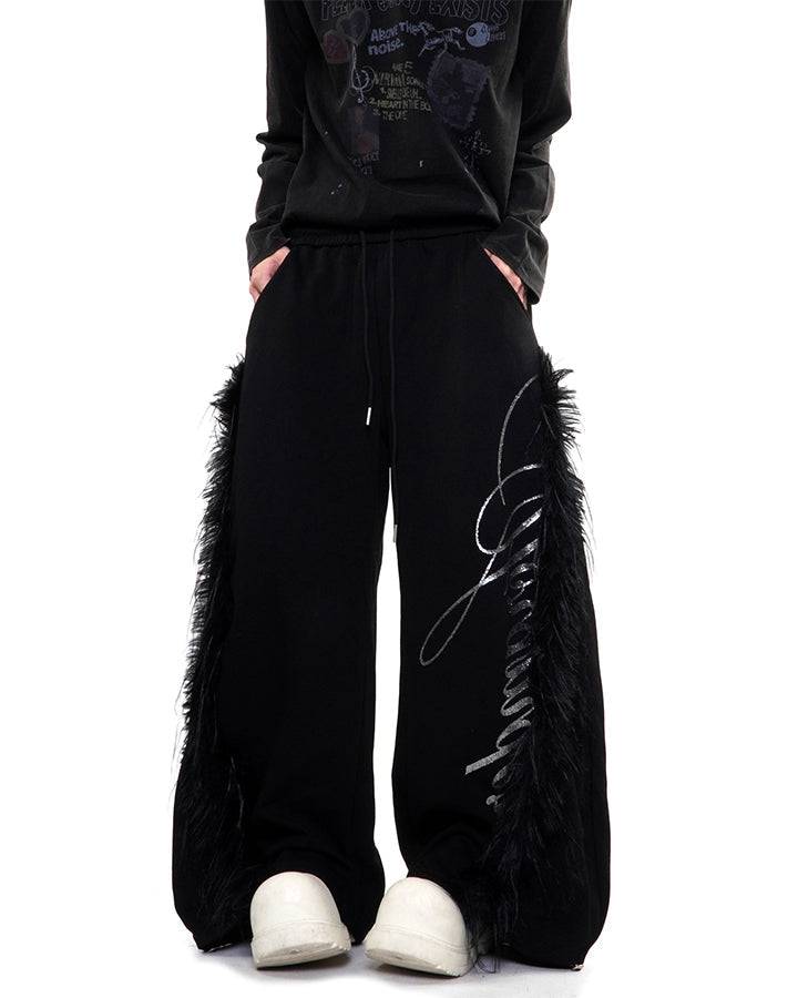 GRYFT Gothic Fringe Embroidered Wide Leg Pants