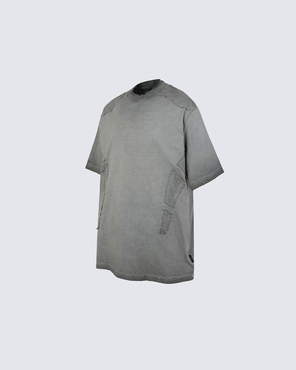Grunge Washed Raw Edge Patchwork Boxy Tee New