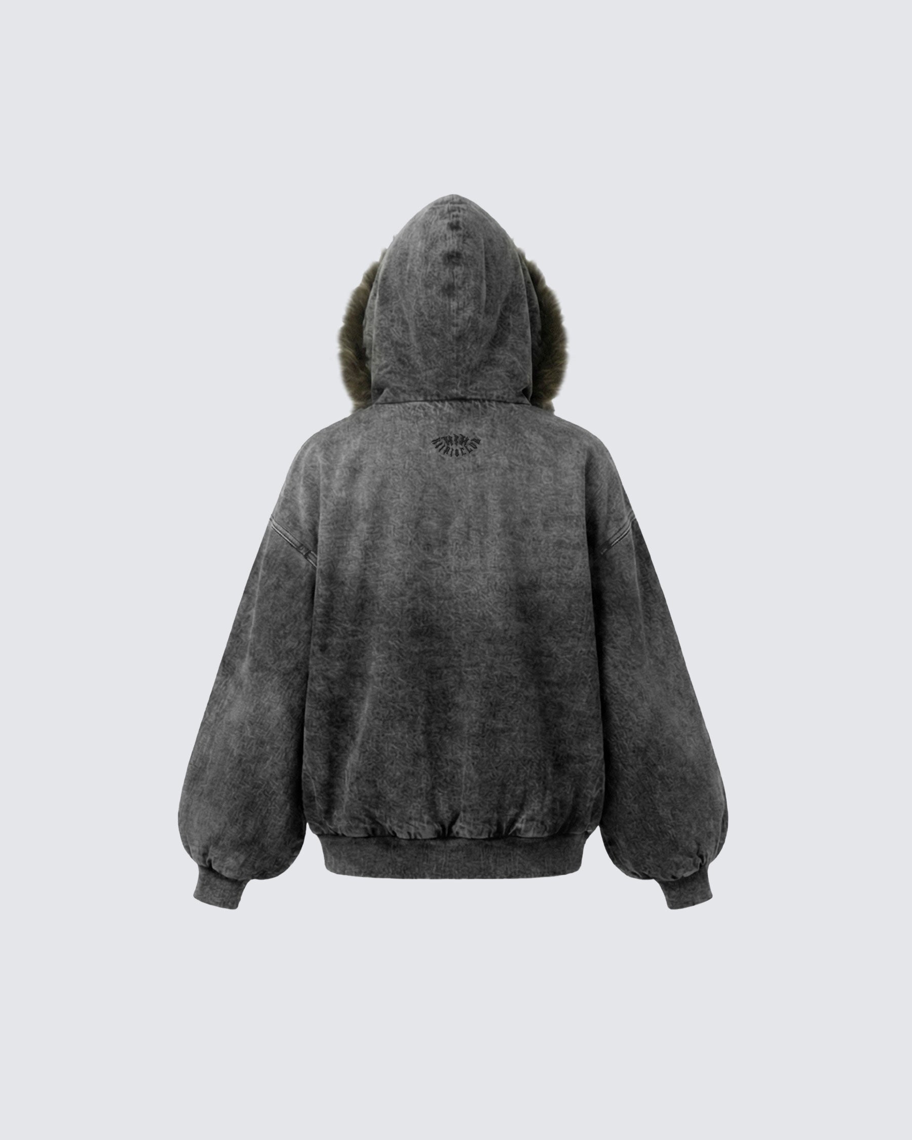 Cropped-Boxy Hoodie in Stone-Washed Cotton