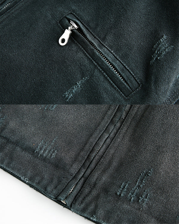 Vintage Punk Street Cargo Denim Jacket