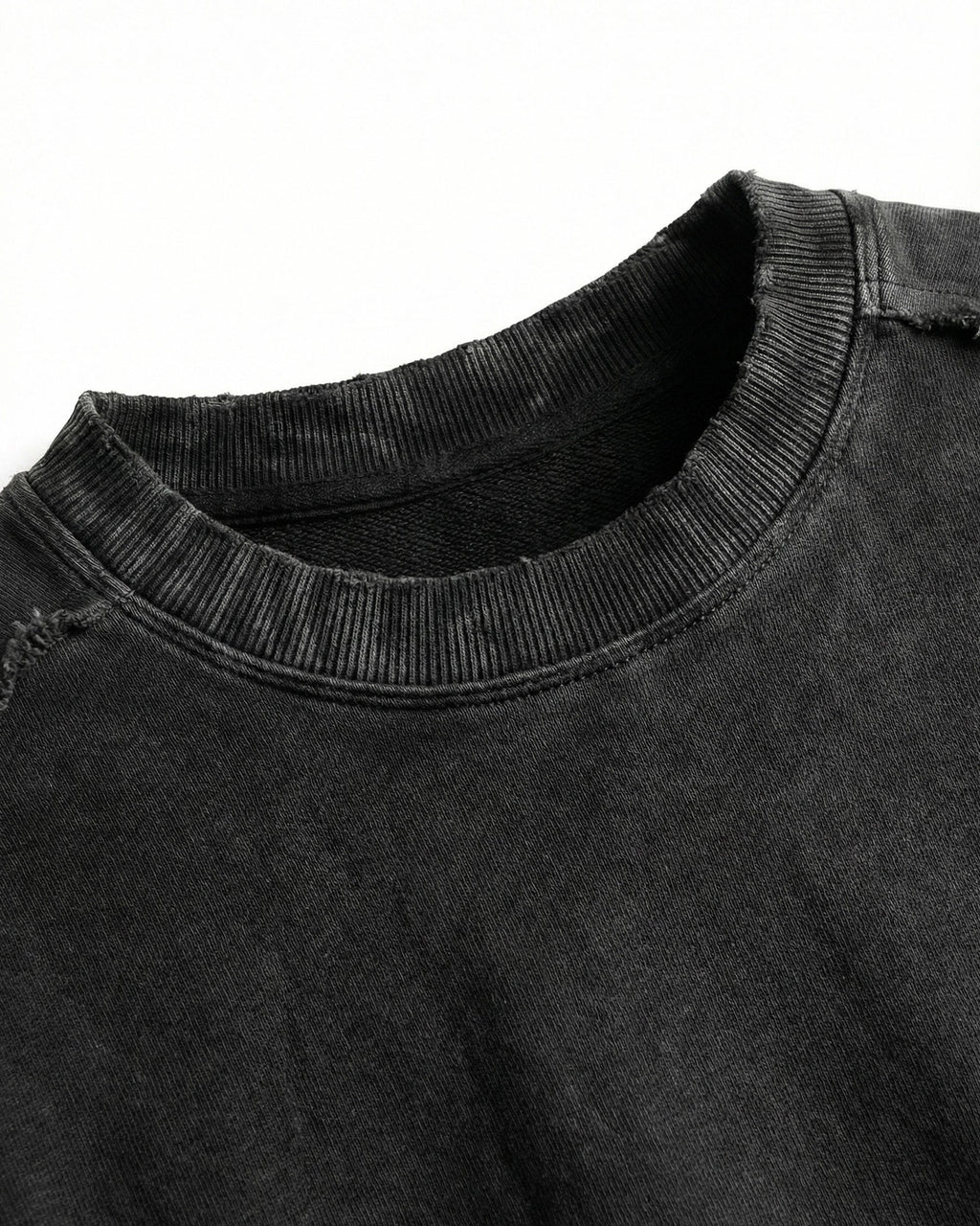 LOW SATURATION-Washed Zip Detail Cropped Sweatshirt
