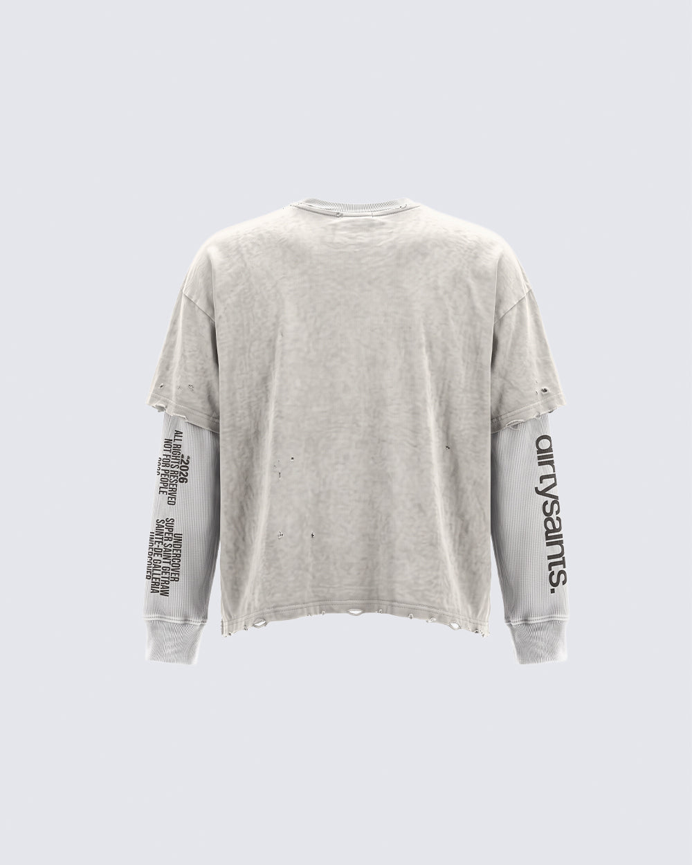 GRYFT Grunge Distressed Typography Layered Long-Sleeve T-Shirt