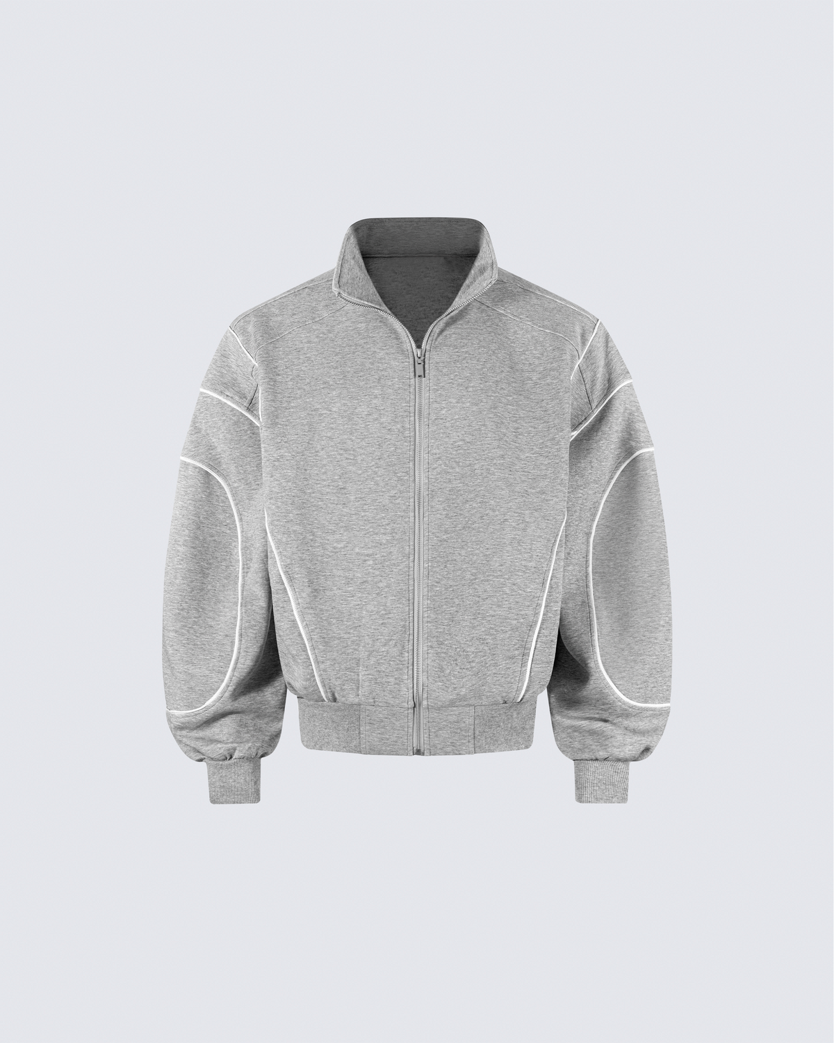 Loose-Fit Zip-Up Sweatshirt with White Piping