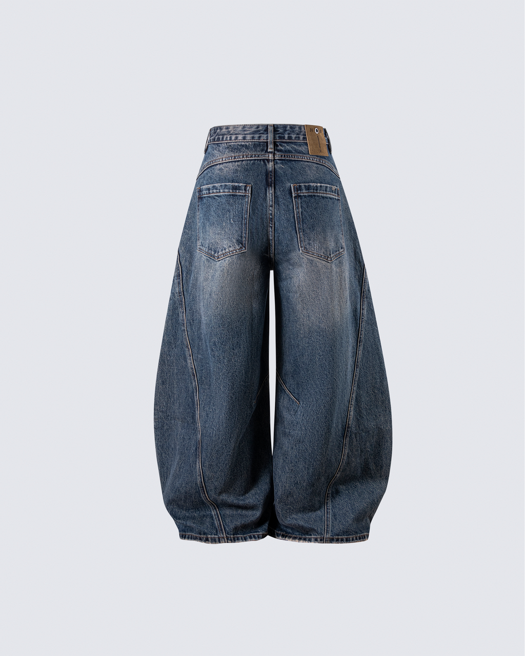 Retro Curved Blade Wide-Leg Denim Pants