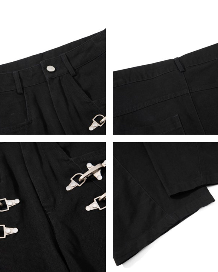 GRYFT Gothic Buckle Draped Wide Leg Pants