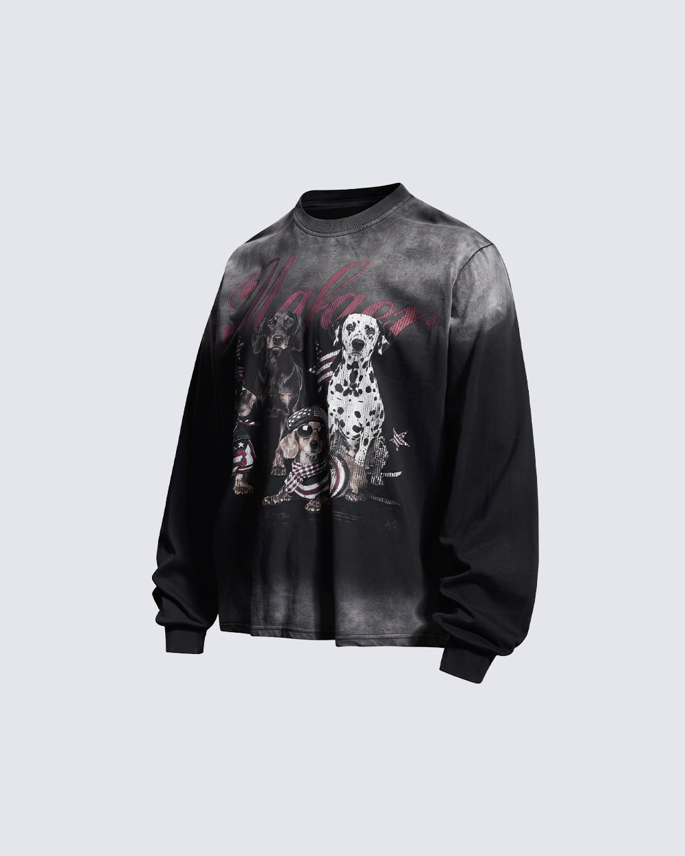 GRYFT Vintage Washed Dog Graphic Long-Sleeve T-Shirt